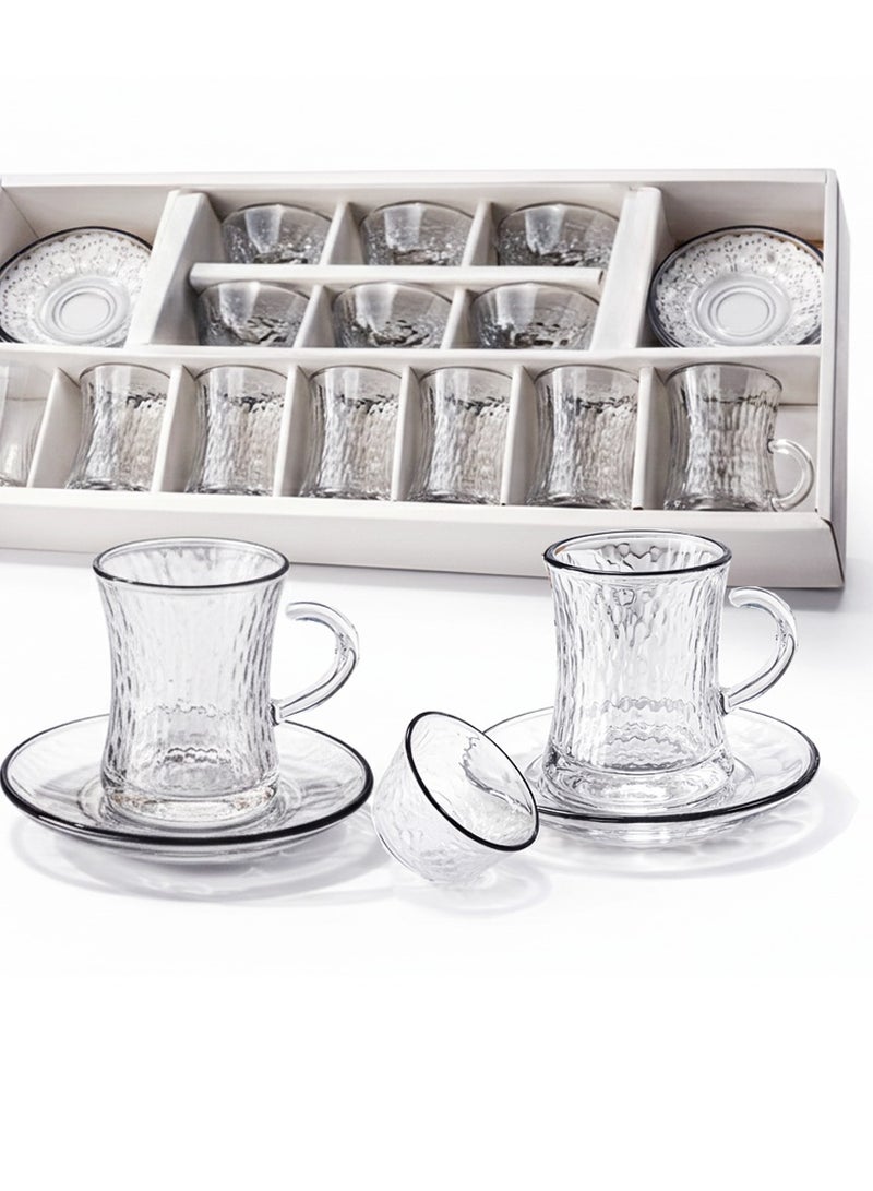 Smart Kitchen Luxury 18-Piece Tea and Coffee Cup Set with Saucers – Elegant Frosted Design with Creative Half-Ear Handle - Image 2
